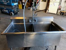 48" / 24" - 14" Deep S/S Double Sink with Shower Rinse Hose (Located Port Byron, NY)