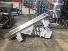 Carrier Vibrating Ampli Flow Pan Feeder, Model FC1860S-6, S/N 24860. Has Sanitary S/S Pan 6' lgth