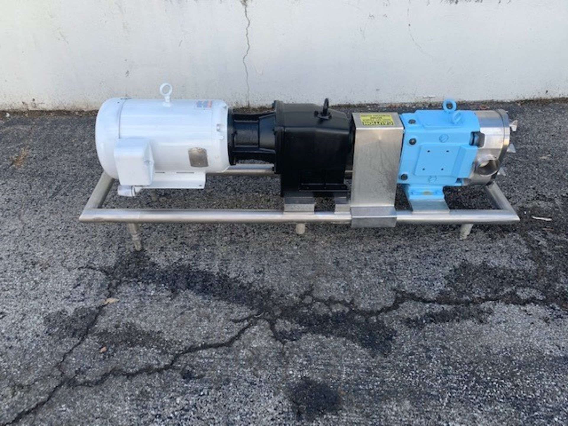 Waukesha 15 hp Positive Displacement Pump, Model 130, S/N 37762205 with 4" Clamp Type S/S Head, S/