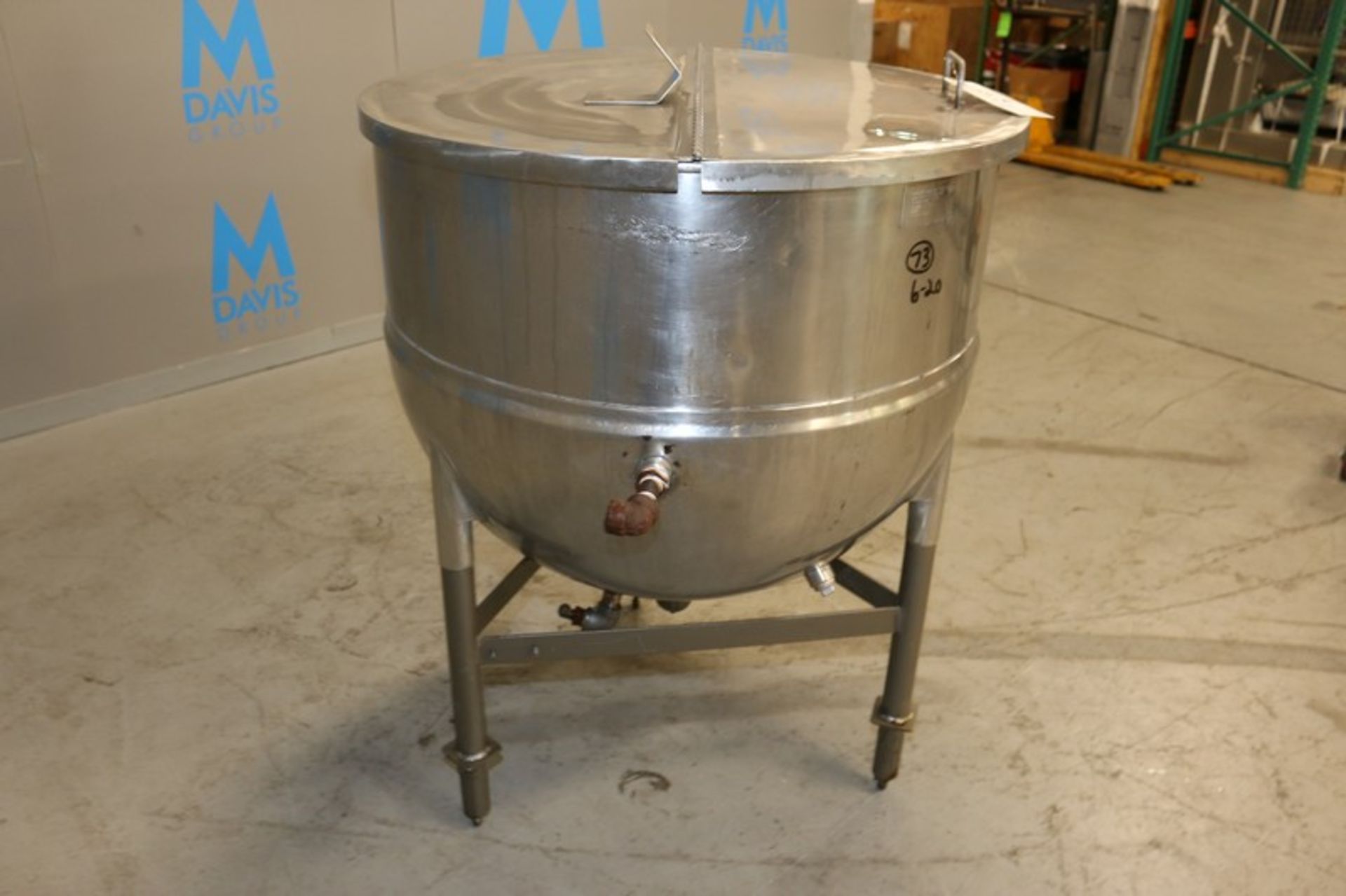 Groen 100 Gal. S/S Kettle, M/N N100, S/N 86254, Max. W.P. 100 PSI @ , with (2) S/S Hinge Lids, - Image 7 of 12