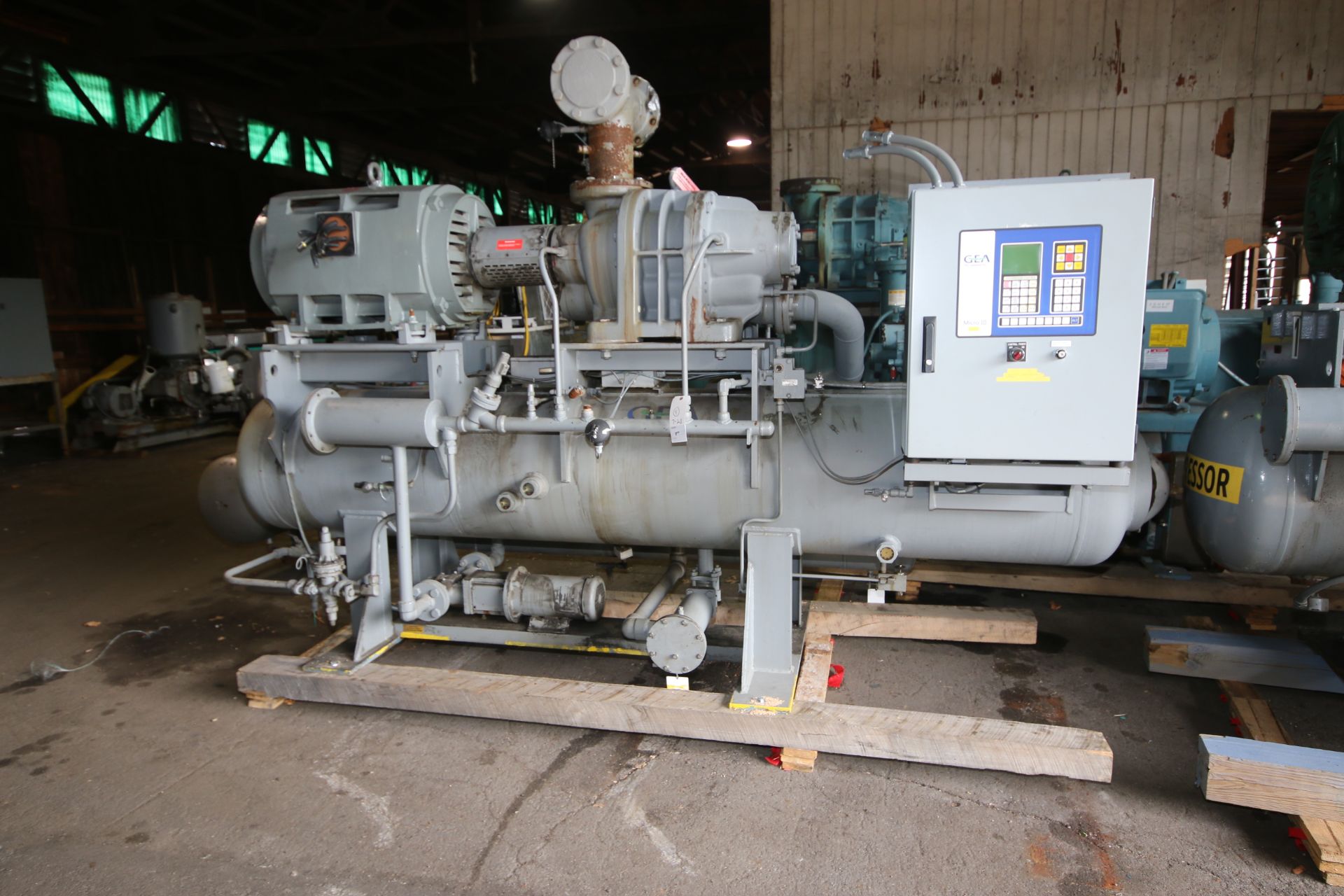 GEA 350 hp Screw Ammonia Compressor, with RAM 3574 RPM Motor, 460 Volts, 3 Phase, with GEA Micro III