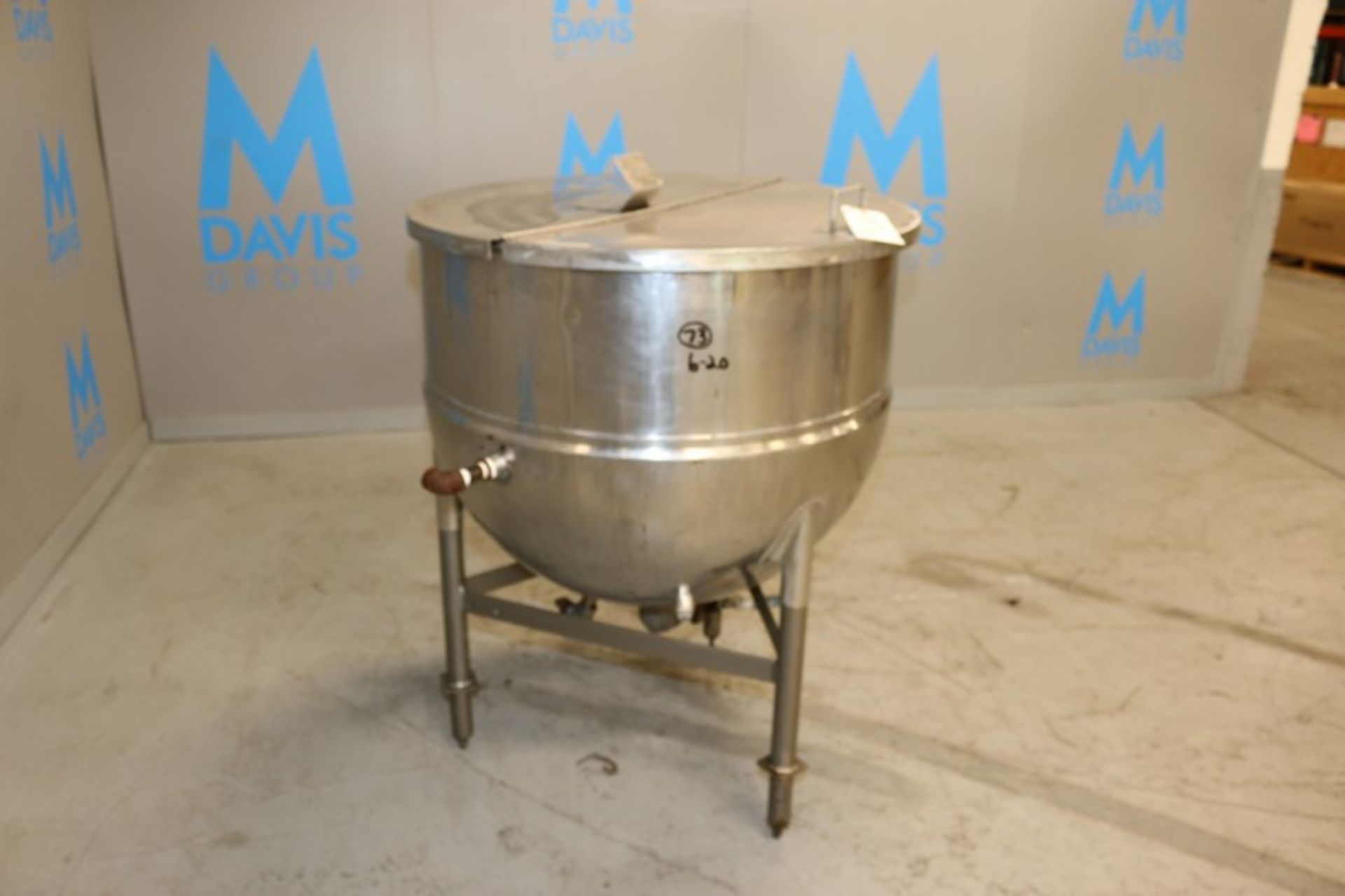 Groen 100 Gal. S/S Kettle, M/N N100, S/N 86254, Max. W.P. 100 PSI @ , with (2) S/S Hinge Lids, - Image 3 of 12