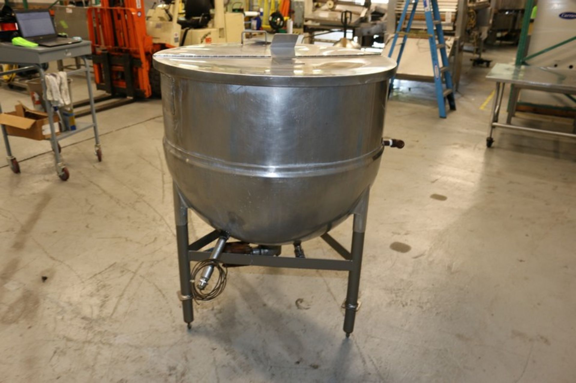 Groen 100 Gal. S/S Kettle, M/N N100, S/N 86254, Max. W.P. 100 PSI @ , with (2) S/S Hinge Lids, - Image 6 of 12