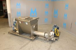 APV S/S Ribbon Blender & Auger Feeder, S/N K-0784, with Aprox. 9" Dia. S/S Auger & Discharge, with