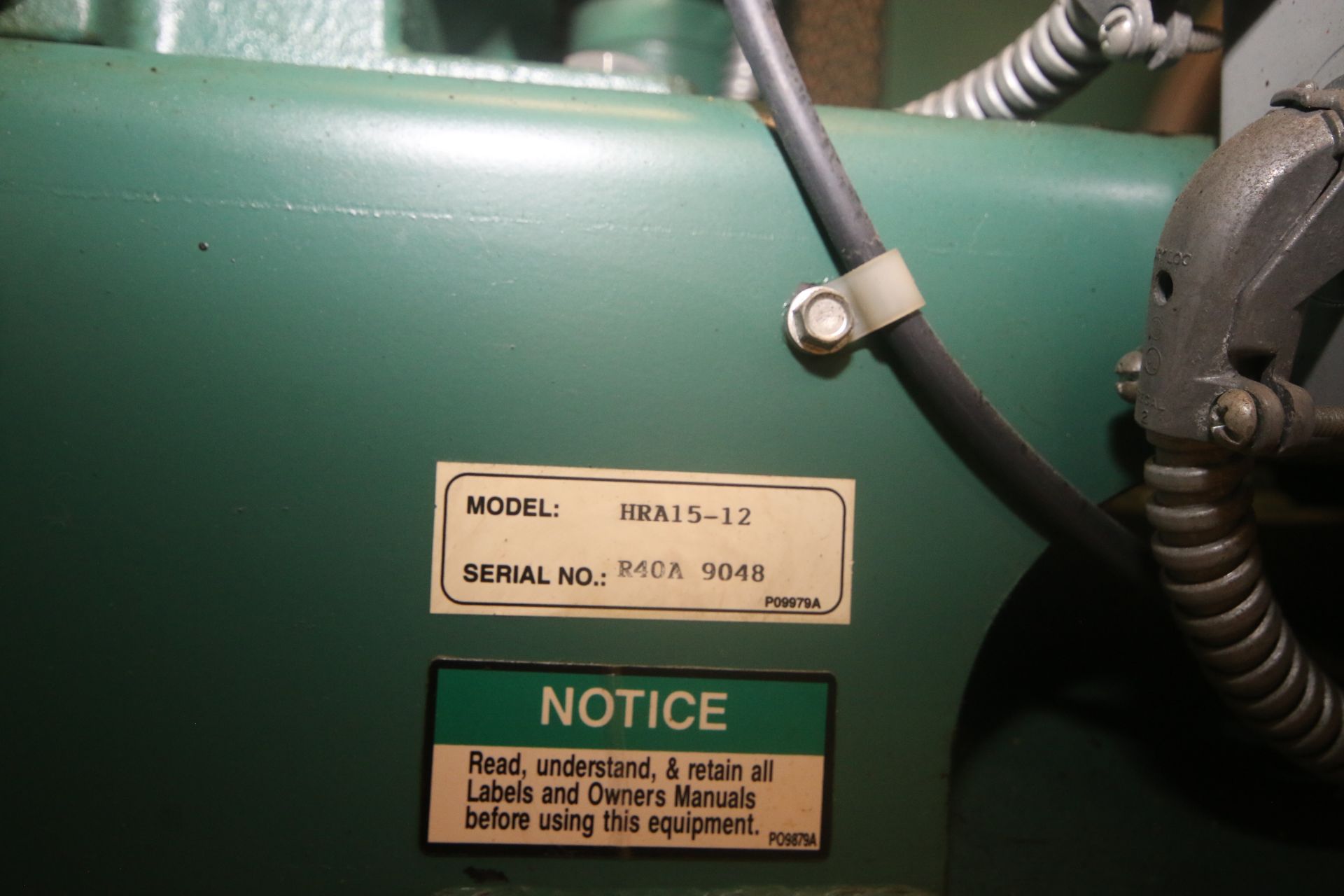 Champion 15 hp Reciprocating Air Compressor, M/N HEA15-12, S/N R40A 9048, Mounted on 120 Gal. - Image 8 of 12