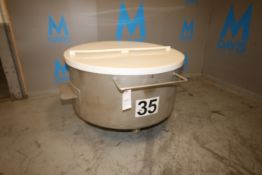 2013 Loos Portable S/S Round Column Dump Tote, M/N 1121-001, with Plastic Lid, Internal Dims.: