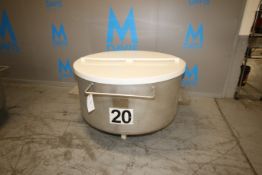 2013 Loos Portable S/S Round Column Dump Tote, M/N 1121-001, with Plastic Lid, Internal Dims.: