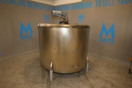 Aprox. 500 Gal. S/S Single Wall Vertical Tank, with Triple Prop S/S Vertical Agitation, with Top