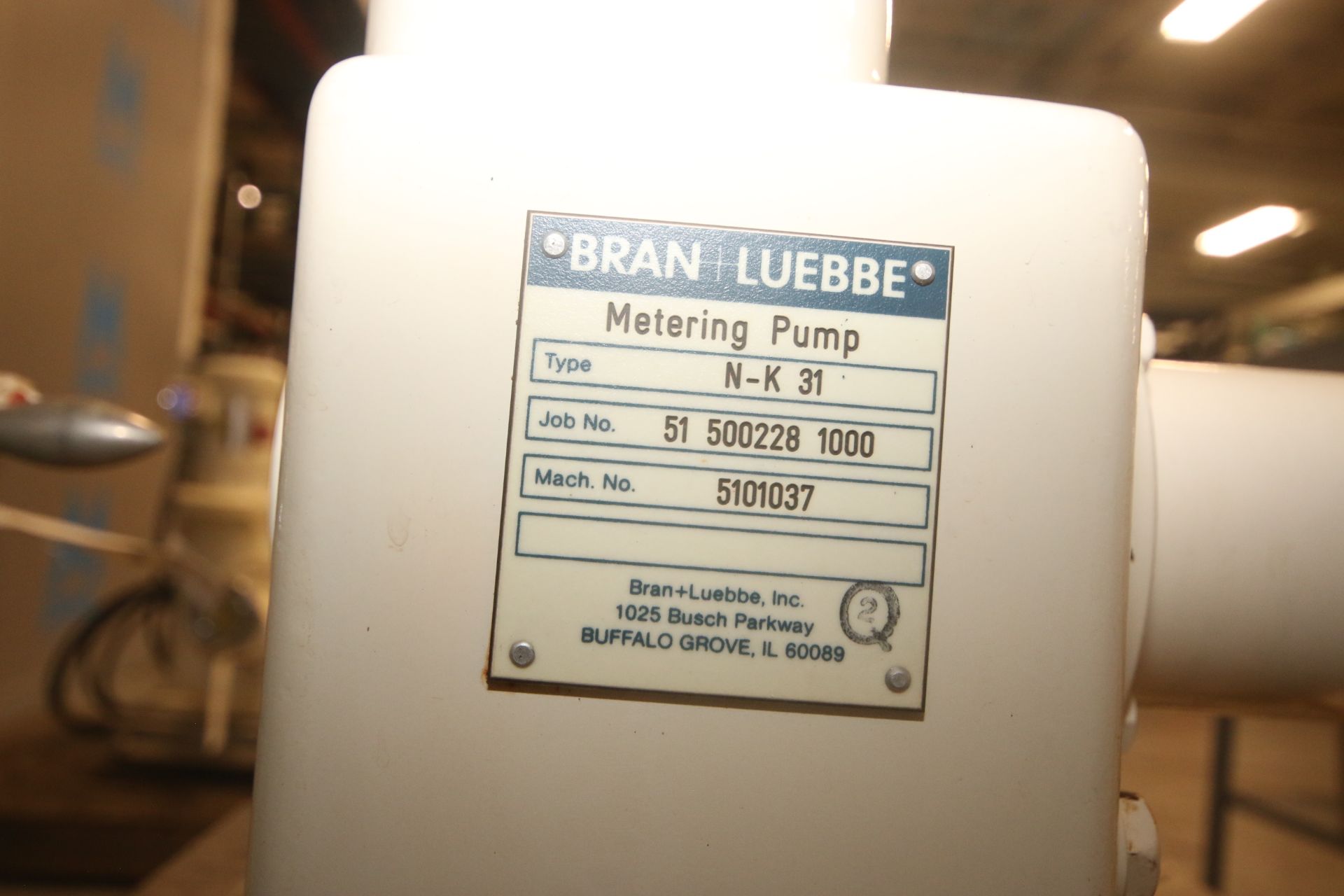 Bran - Lubbe Metering Pump, Type N-K 31, S/N 5101037, with 1.5" Clamp Type Connections, Baldor 1.5 - Image 7 of 9