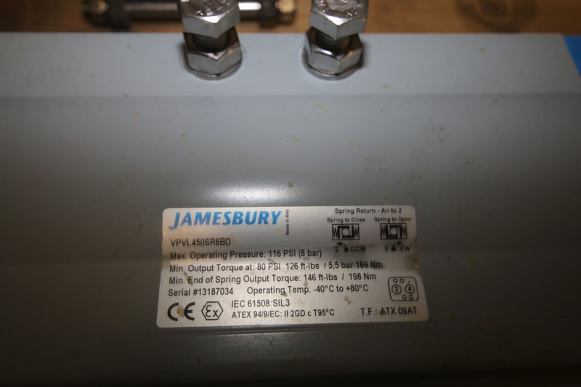 Jamesbury S/S Pneumatic Ball Valves, Aprox. 4" Clamp Type Inlet/Outlet (IN#71013) - Image 6 of 8