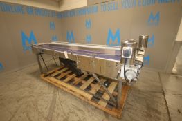 Triple Lane S/S Accumulation Conveyor,with (3) Plastic Conveyor Belts, 2-Aprox. 12" W Belts, 1-4-1/