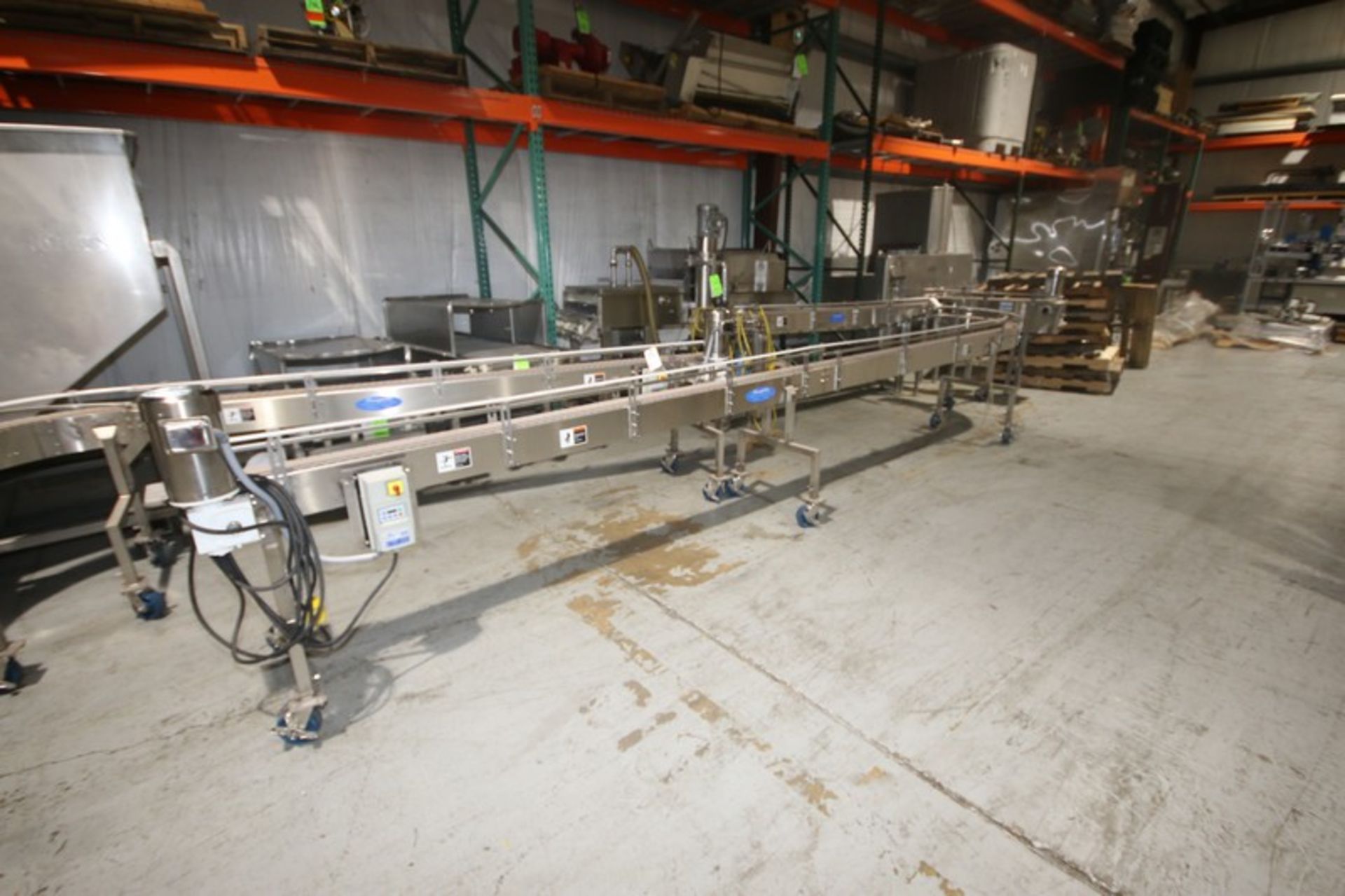 Laughlin S/S Section of Conveyor,with Straight Section & 90 Degree Turn, Overall Length: Aprox. 264"