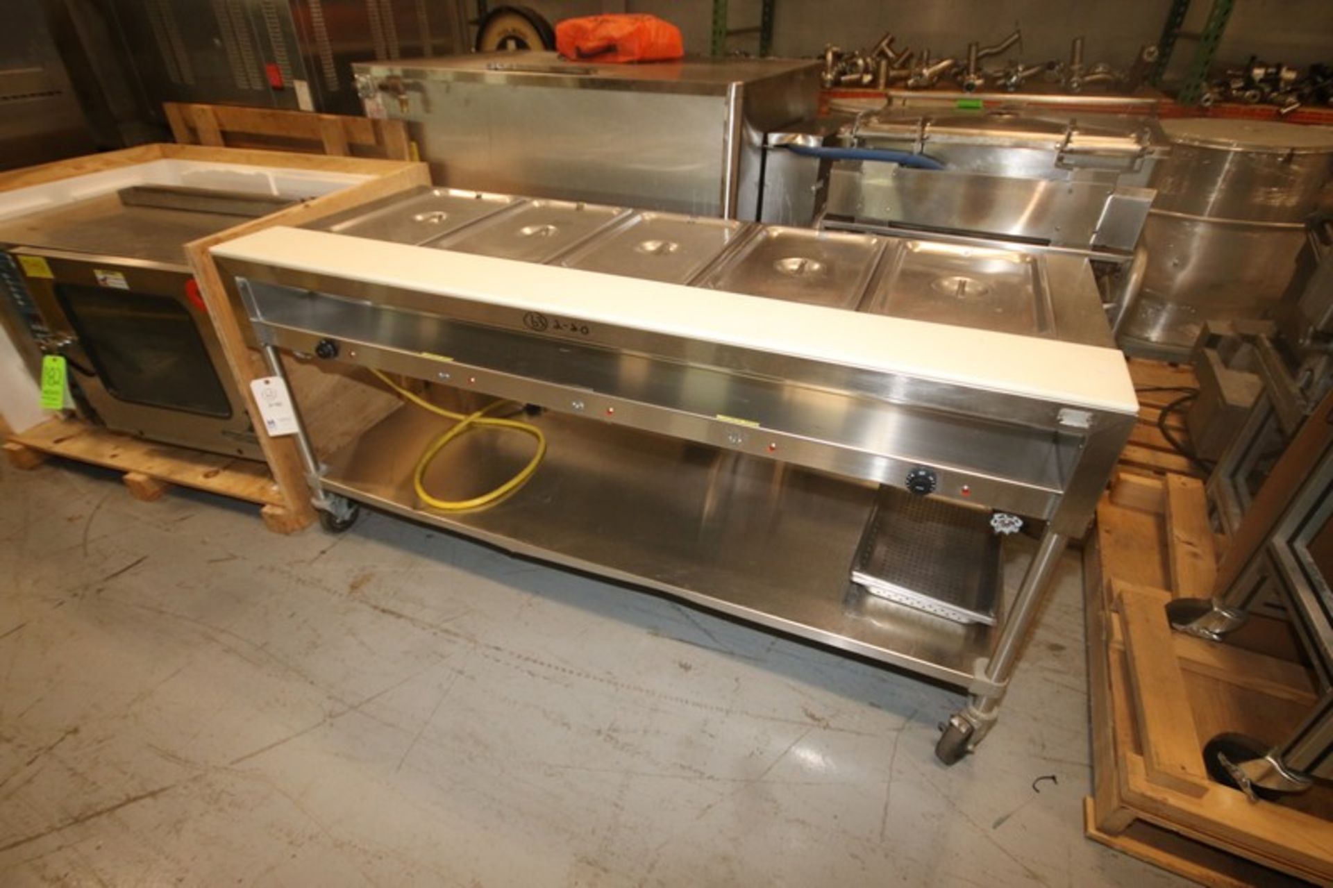 5-Station S/S Buffet Station,with S/S Botom Shelf, Overall Dims.: Aprox. 76" L x 30" W x 36" H (