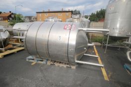 Aprox. 1,000 Gal. S/S Insulated Vertical Tank, Tank Dims.: Aprox. 77" L x 64" Dia., with Cone