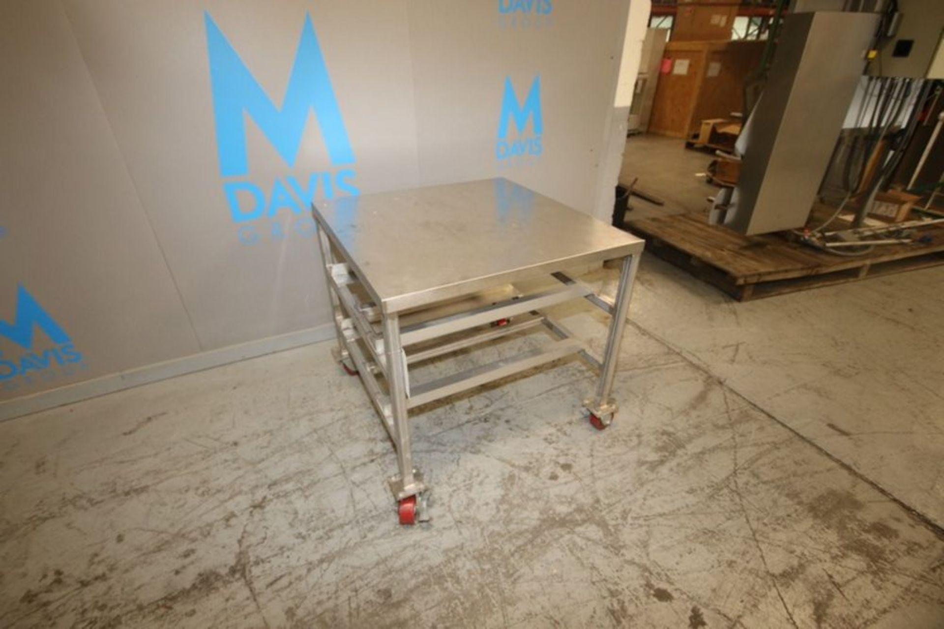 S/S Table, Overall Dims.: Aprox. 36" L x 36" W x 35" H, Mounted on Portable Frame (IN#71785) ( - Image 2 of 4