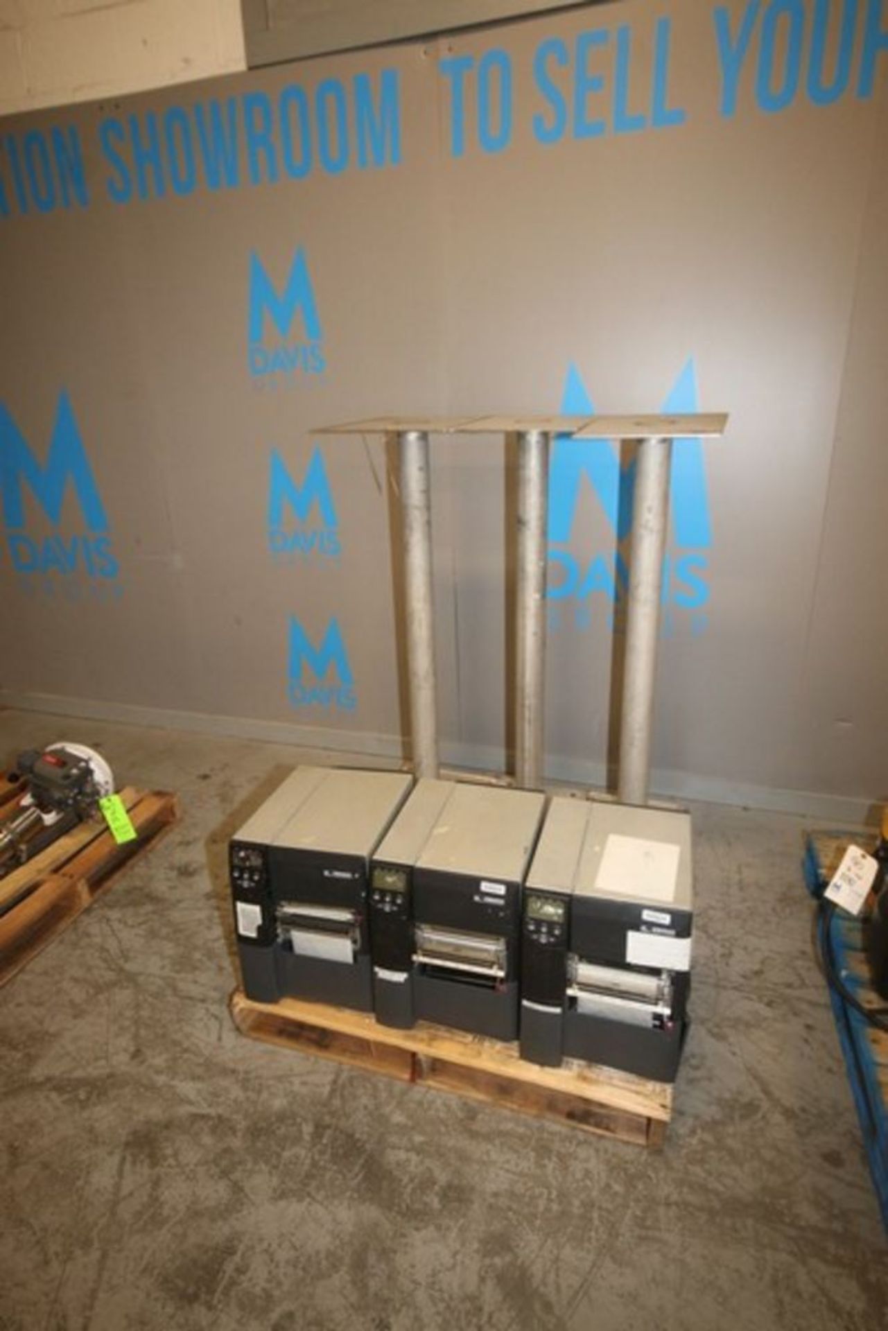 Zebra Printers, M/N ZM600, with (3) S/S Stands Aprox. 50" H(IN#71029)(LOCATED AT MDG AUCTION