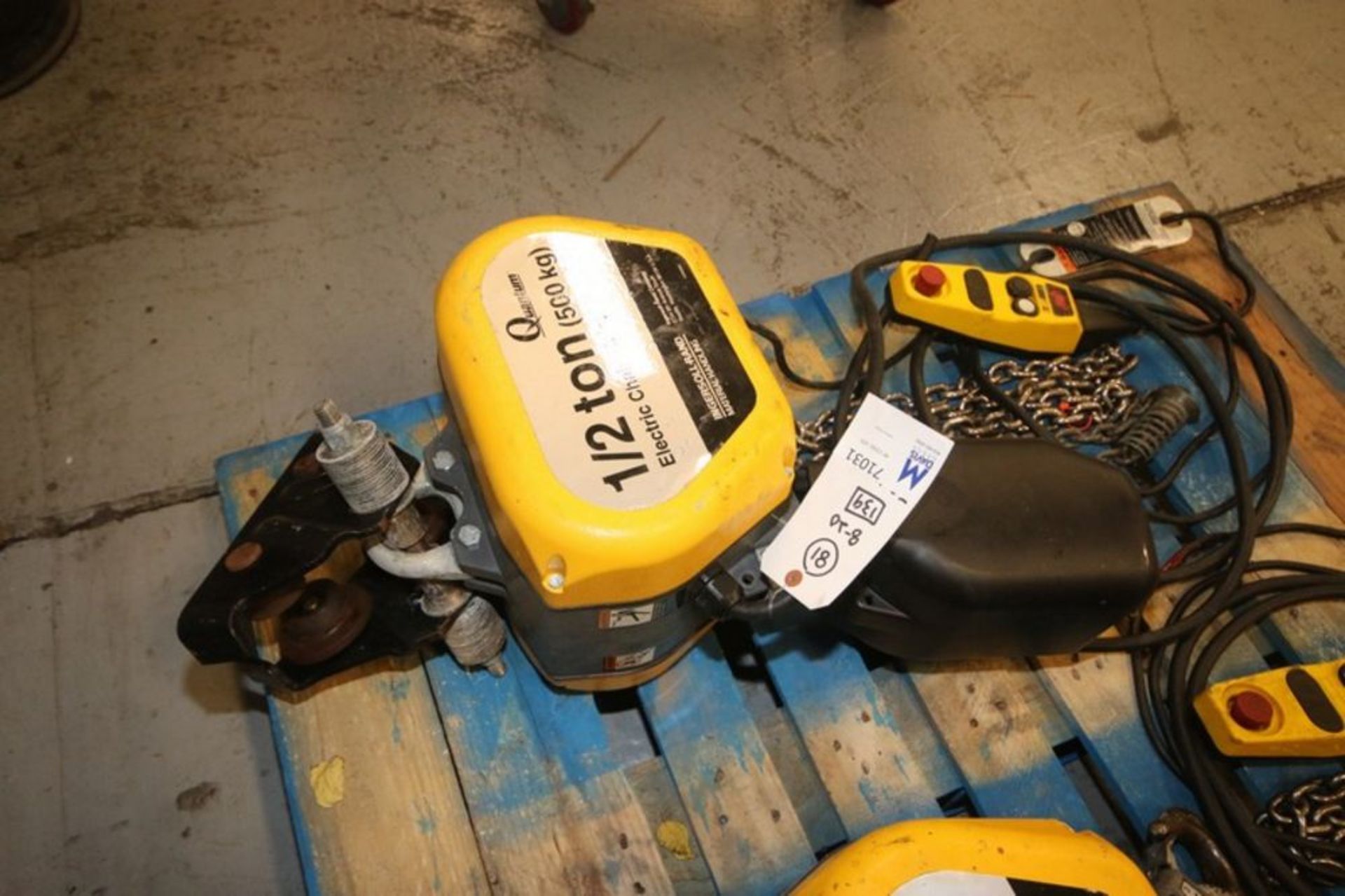 Quantum 1/2 Ton Electric Chain Hoist, M/N Q100-1RD50P14-11AA3C, S/N 0100-6934-01, 230 Volts, 3 Phase - Image 4 of 6