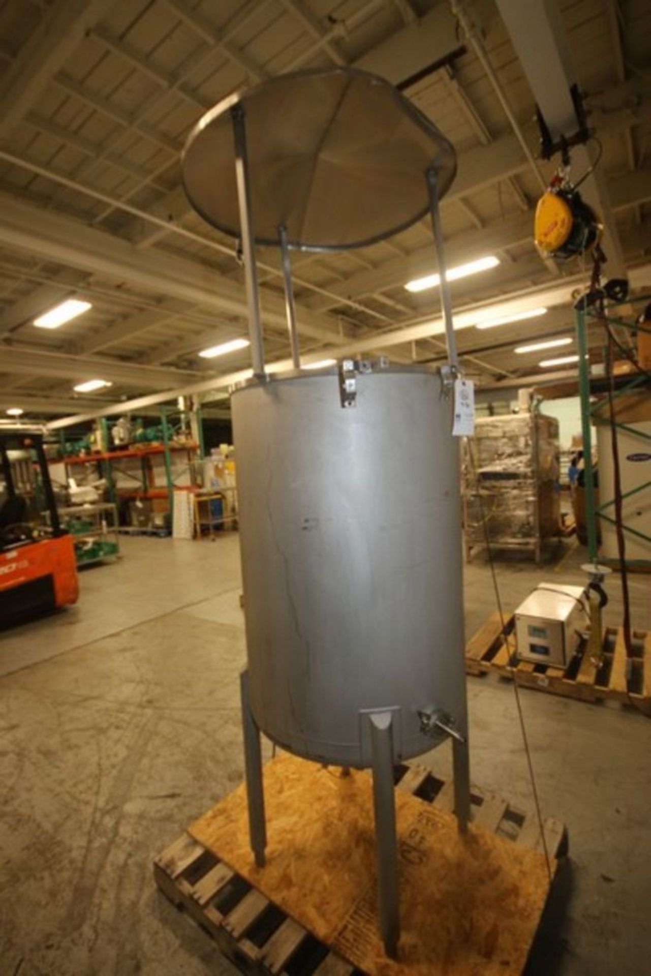 Aprox. 120 Gal. S/S Vertical Single Wall Tank, with Dish Bottom, with Aprox. 2" Clamp Type - Image 3 of 9