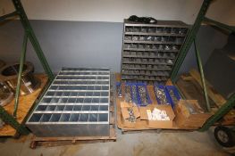 (2) Nuts & Bolts Cubby Hole Cabinets, Aprox. 34" L x 12" W x 42" H, with Parts Bins of Assorted S/