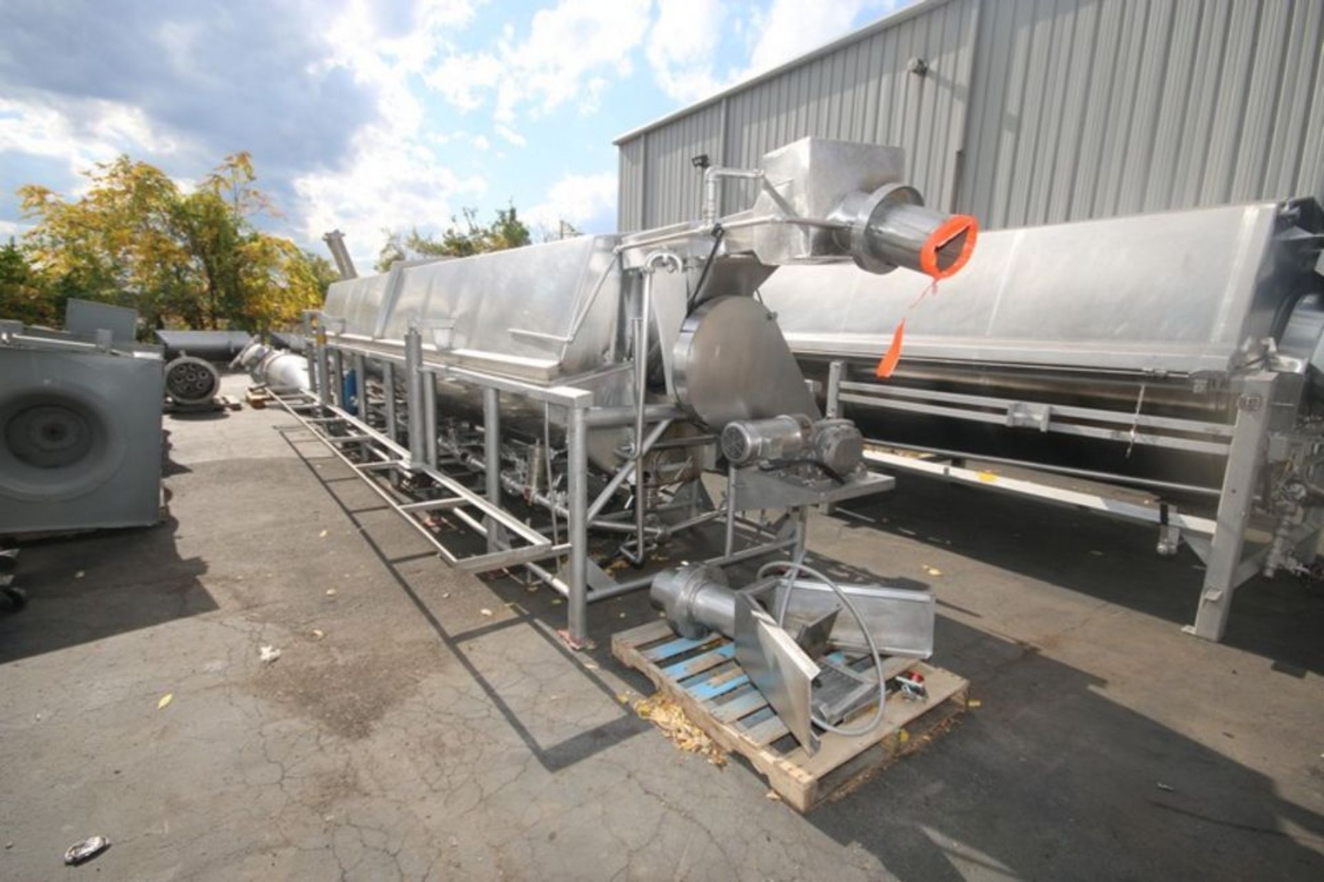 Lyco S/S Rotary Blancher,Blancher Dims.: Aprox. 24' L x 60" Dia., with S/S Chute, with Baldor 3 hp