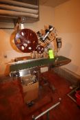 CVC Labeler, with Straight Run of Conveyor, Aprox. 52" L x 9" W Belt, Mounted on S/S Frame (