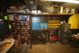 Large Assortment Parts Bins & Cabinets, Includes Assorted Hardware, Thin Metal Anchor Nuts,