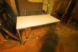 Cutting Top Table, Overall Dims.: Aprox. 60" L x 30" W x 34" H, Mounted on S/S Frame (Located on 1st