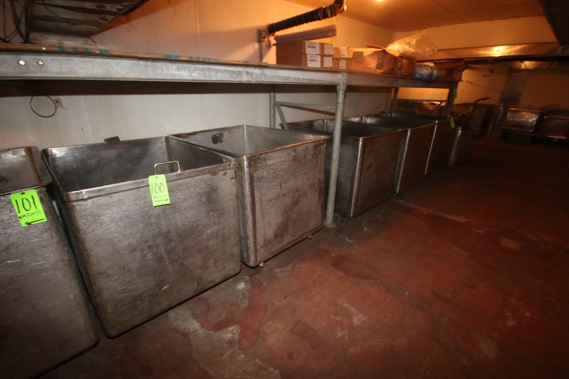 S/S Stationary Totes, Overall Dims.: Aprox. 49" L x 37" W x 45" H (Located on Basement Floor--McKees