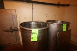 S/S Barrels, Aprox. 35" H x 23" Dia. (Located on 2nd Floor--McKees Rocks, PA)(Rigging, Handling &