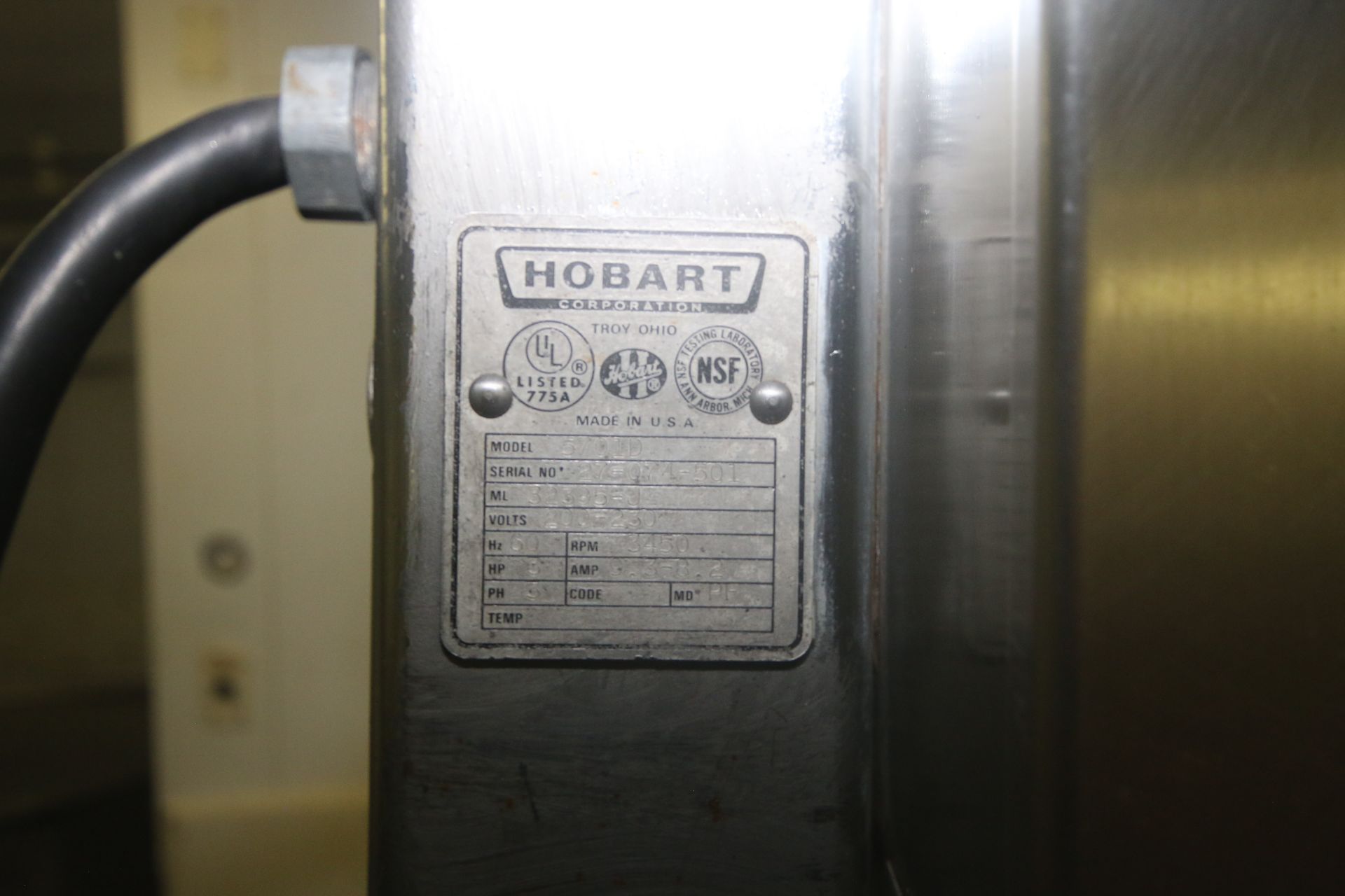 Hobart S/S Band Saw, M/N 5701D, S/N 27-074-501, 200-230 Volts, 3 Phase, with S/S Cutting Area, - Image 7 of 7