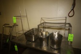 Assorted S/S Frames, Buckets, and Tote Located on Table Top (Located on Basement Floor--McKees