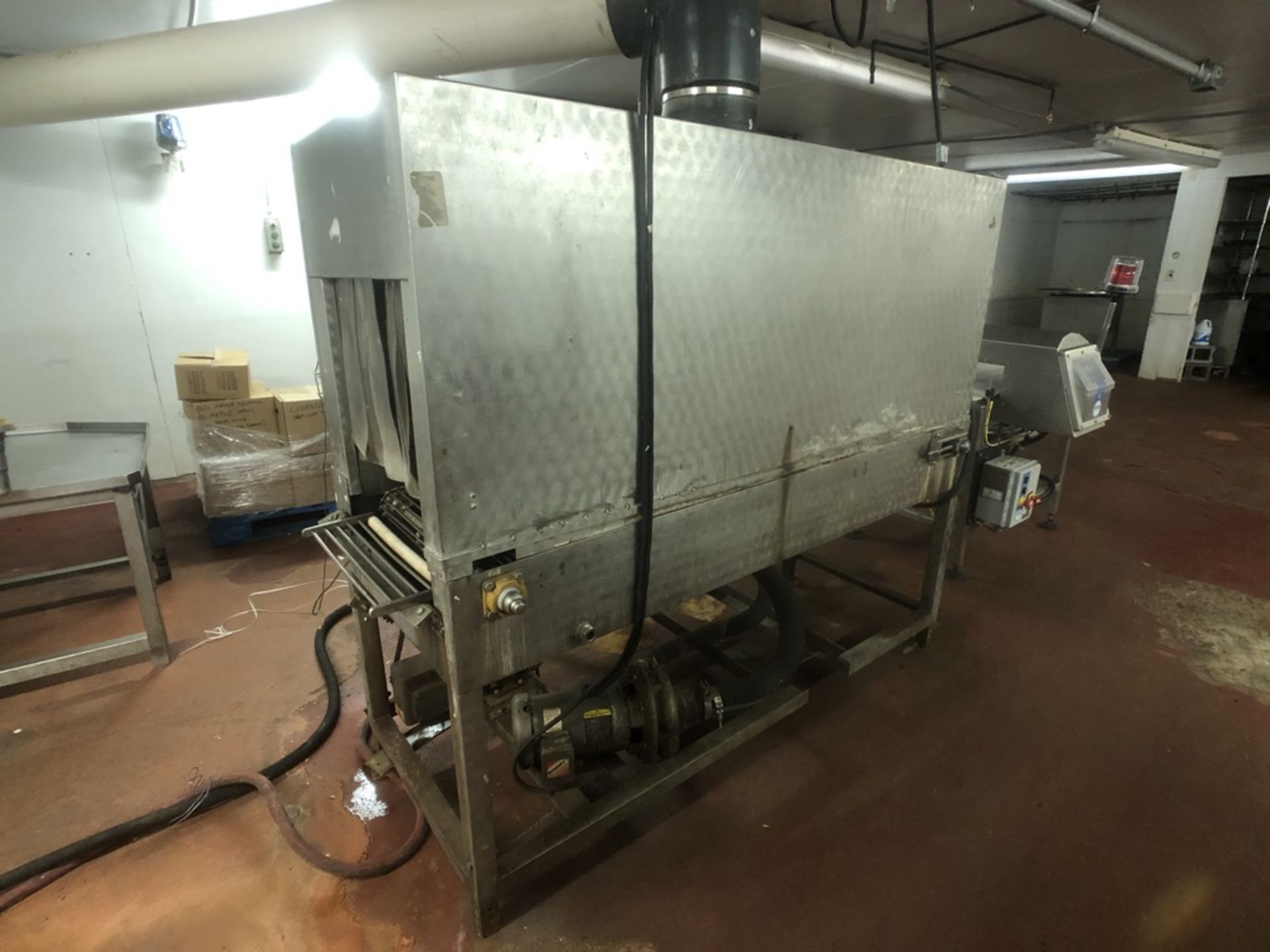 Cryovac S/S Heat Tunnel, Overall Dims.: Aprox. 72" L x 33" W x 64" W, with 20" W x 16" H (Located on