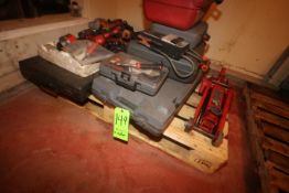 Pallet of Assorted Power Tools & Floor Jack, Includes Hard Cases--See Photographs (Located on 2nd