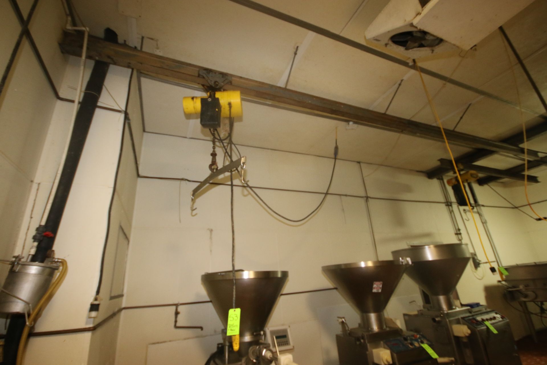 Aprox. 1 Ton Electric Hoist, with Cross Beam, with (1) S/S Hook Attachment, with Hand Controller (