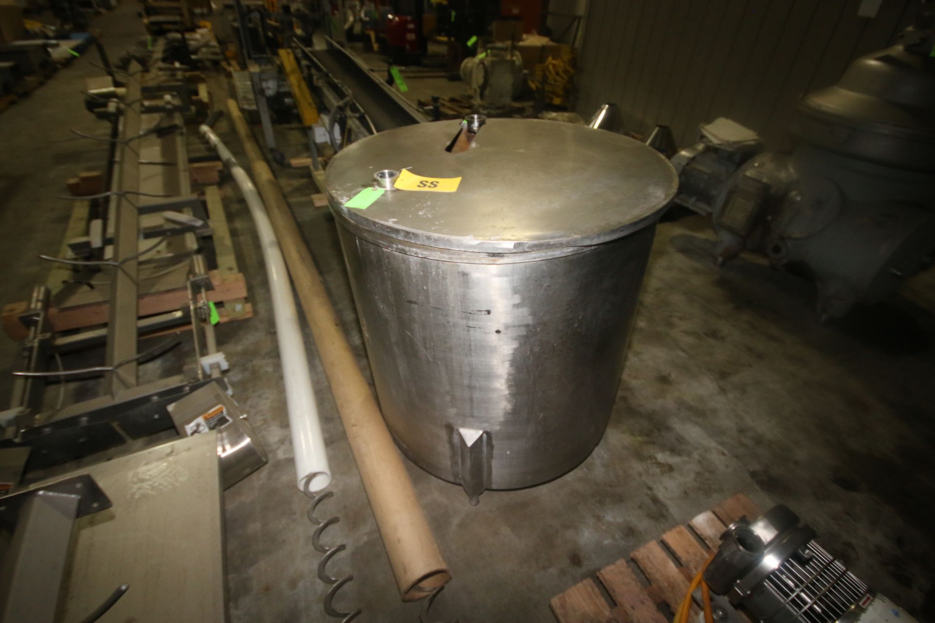Aprox. 150 Gal. Vertical Single Wall S/S Tank, Tank Dims.: Aprox. 35" Tall x 36" Dia., with S/S - Image 3 of 4