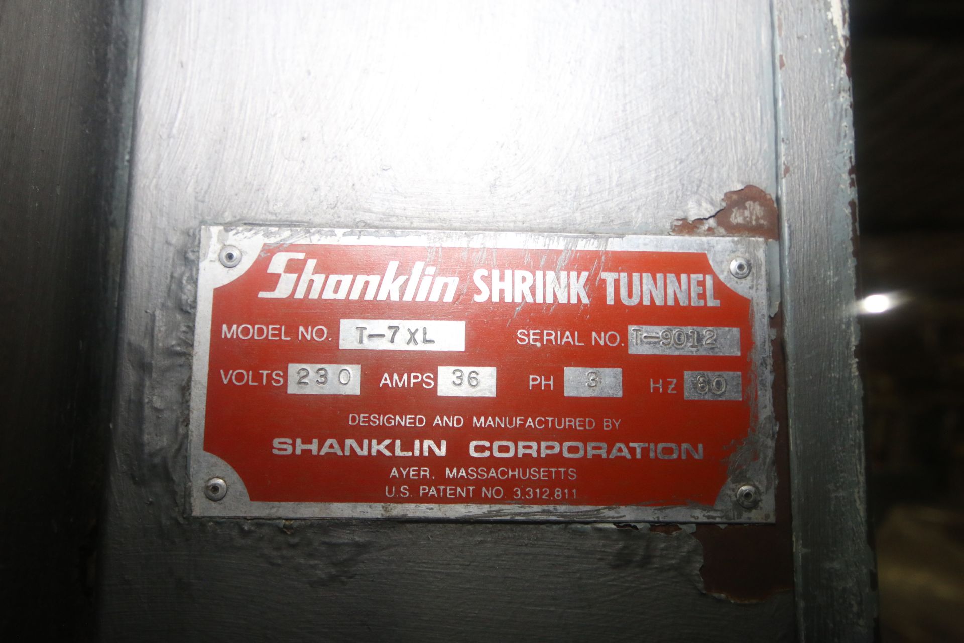 Shanklin Shrink Tunnel, M/N T-7XL, S/N T-9012, 230 Volts, 3 Phase, with Aprox. 14.5" Belt, Product - Image 4 of 6