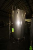 500 Gal. S/S Vertical Single Wall Tank, Tank Dims.: Aprox. 72" H x 46" Dia., with Front Mounted S/