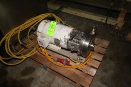 WCB 7.5 hp Centrifugal Pump, with Baldor 1770 RPM Motor, Aprox. 2" x 3" Clamp Type S/S Head (LOCATED