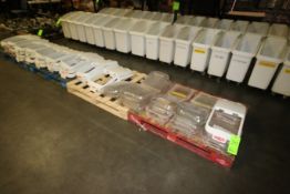 Assortment of Rubbermaid Ingredient Bin Lids & Sliding Plexiglass, Located on (4) Pallets (LOCATED