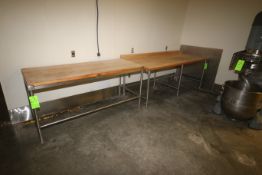 Wooden Top Baking Tables, with S/S Frame & Legs, Overall Dims.: Aprox. 72" L x 30" W x 35-1/2" H &