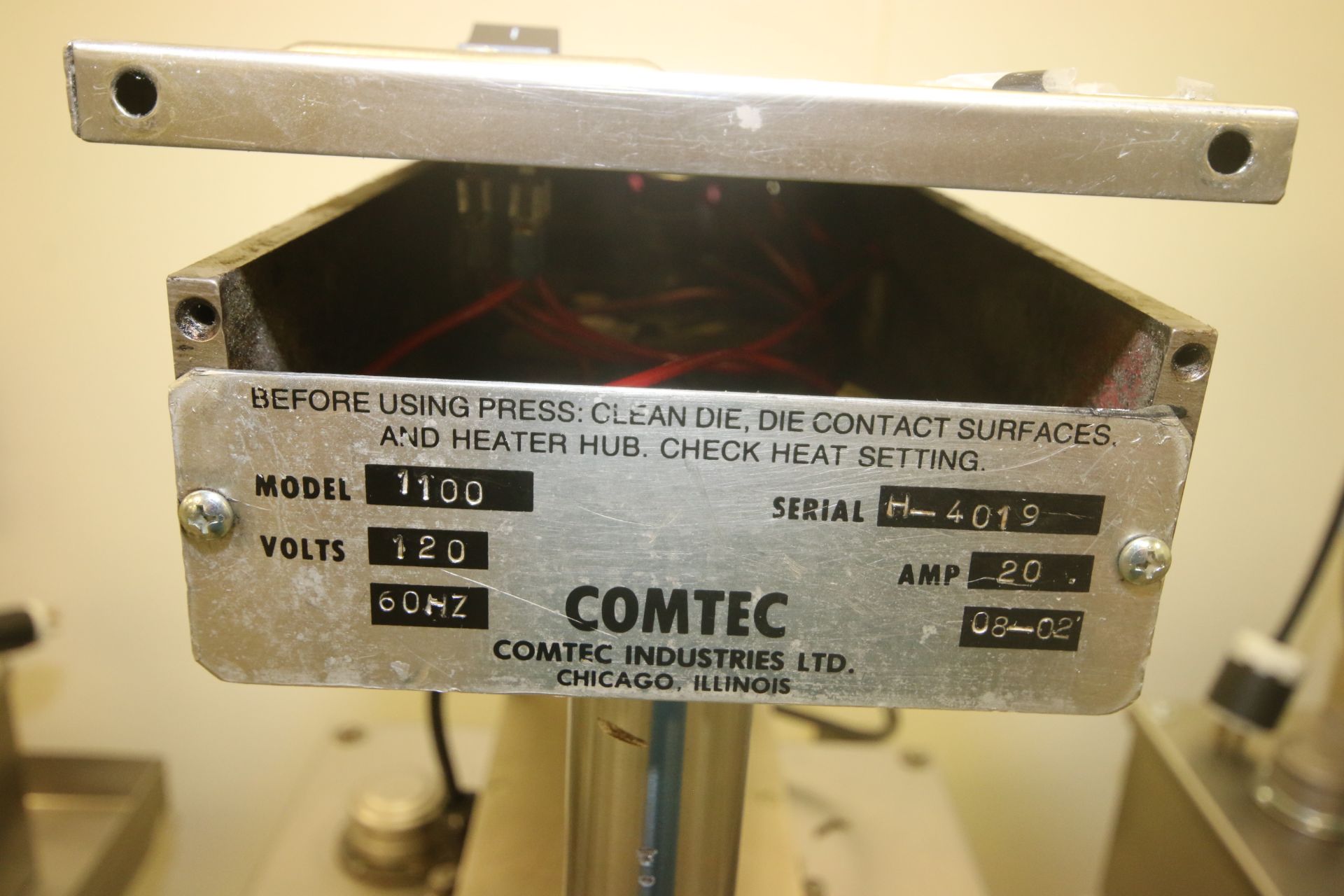 Comtec Pie Tart Top & Base Presses, M/N 2200, S/N H-4019, 220 Volts, 1 Phase, with Motors, Mounted - Image 4 of 11