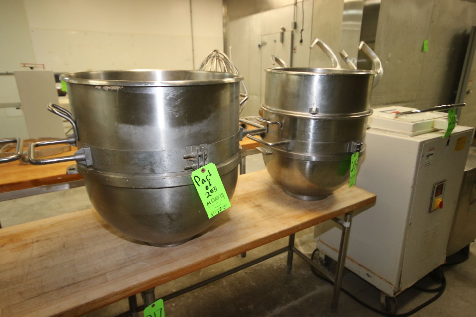 S/S Mixing Bowls, Internal Dims.: Aprox. 20" Dia. x 24" Deep, with Handles & Mixer Brackets (LOCATED - Image 2 of 4