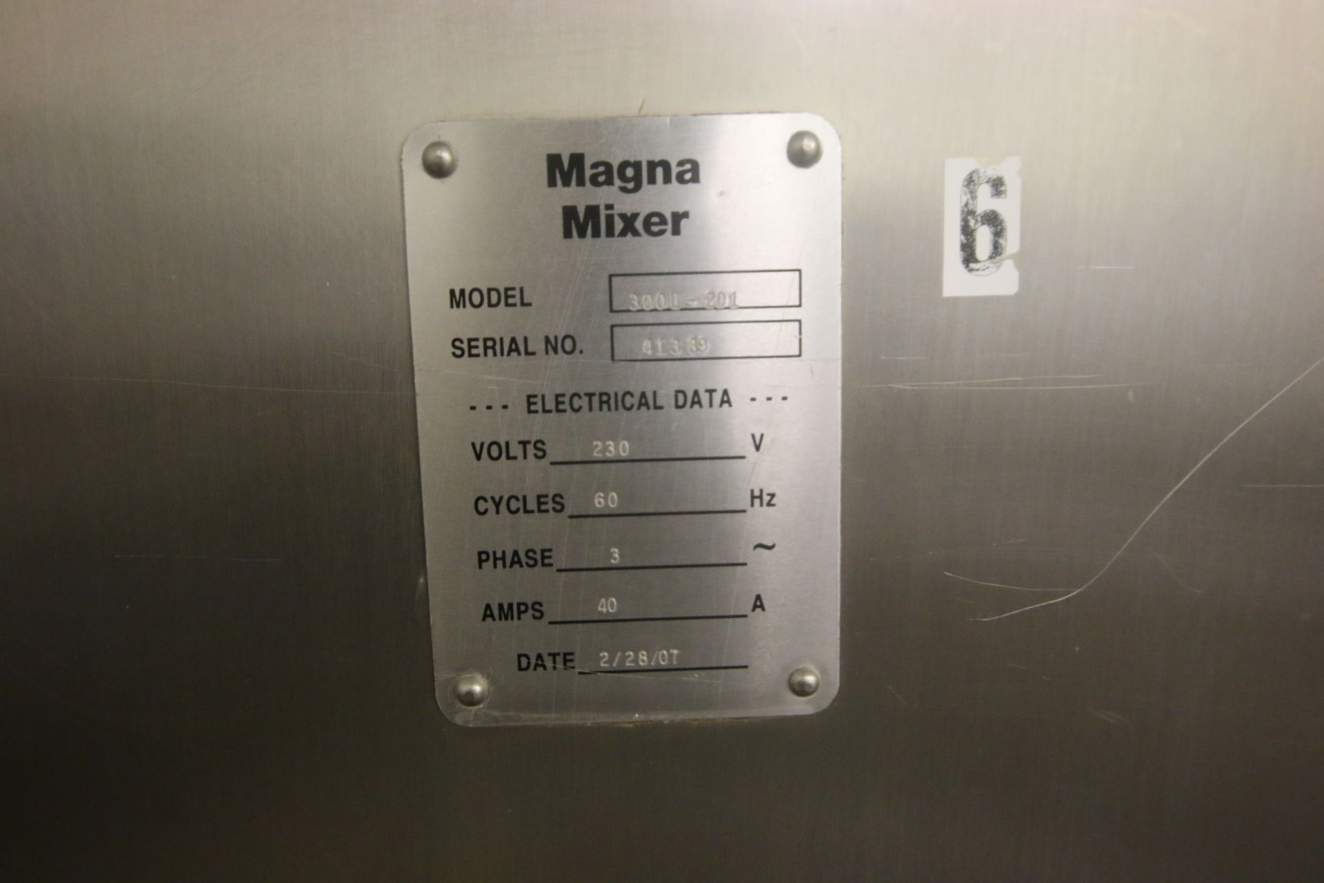 Magna S/S Single Arm Dough Mixer, M/N 300L-2D1, S/N 41339, 230 Volts, 3 Phase, Mounted on S/S - Image 5 of 8