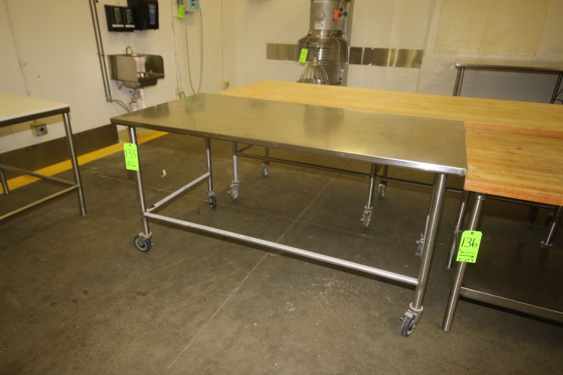 S/S Portable Table, Overall Dims.: Aprox. 72" L x 36" W x 36" H, Mounted on S/S Portable Frame (