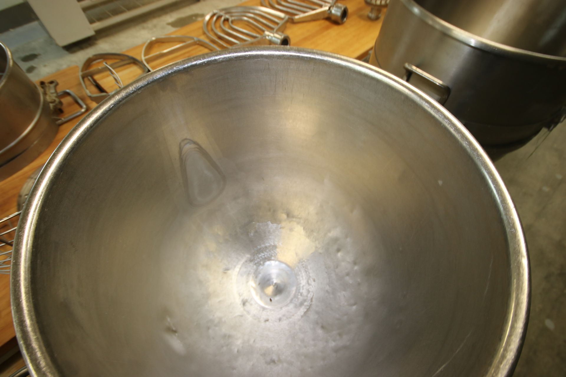 S/S Mixing Bowls, Internal Dims.: Aprox. 20" Dia. x 24" Deep, with Handles & Mixer Brackets (LOCATED - Image 4 of 4