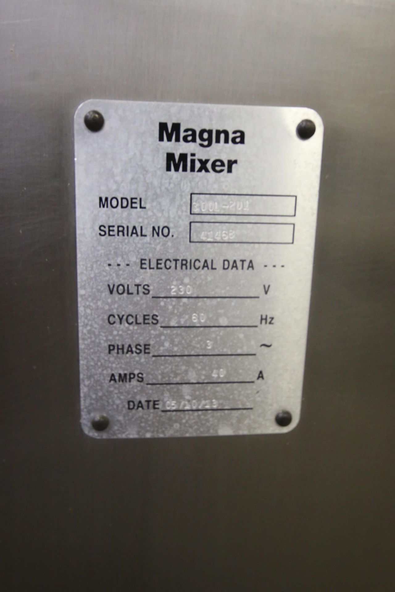 Magna S/S Single Arm Dough Mixer, M/N 300L-2D1, S/N 41468, 230 Volts, 3 Phase, Mounted on S/S - Image 3 of 12