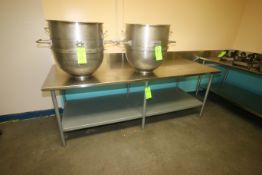 S/S Table with S/S Bottom Shelf, Overall Dims.: Aprox. 96" L x 36" W x 36" H, with S/S Legs,