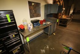 S/S Table & Foreman Desk with Contents, Contents Includes Tool Chest, Belts, Hardware, & Other