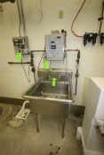 S/S Single Bowl Sink, with Baxter Water Meter, Sink Overall Dims.: Aprox. 30" L x 30" W x 46" H (