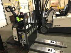 Crown 2,500 lb. Ride-A-Long Electric Pallet Jack, S/N 10007455, with V-Force Battery Charger (